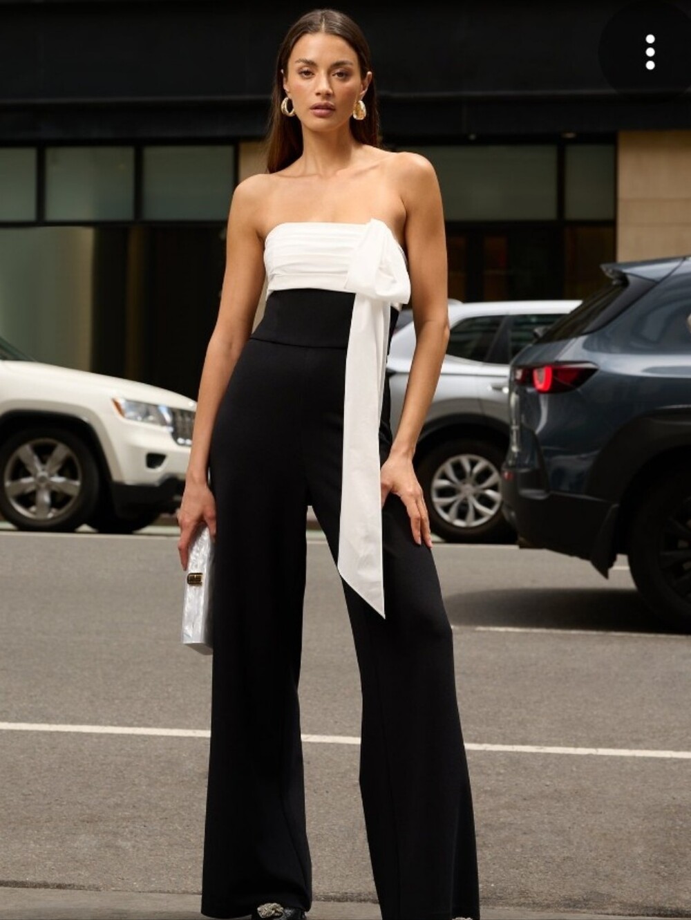 Hutch Anthropologie Strapless Bow Black Wide Leg Jumpsuit XL